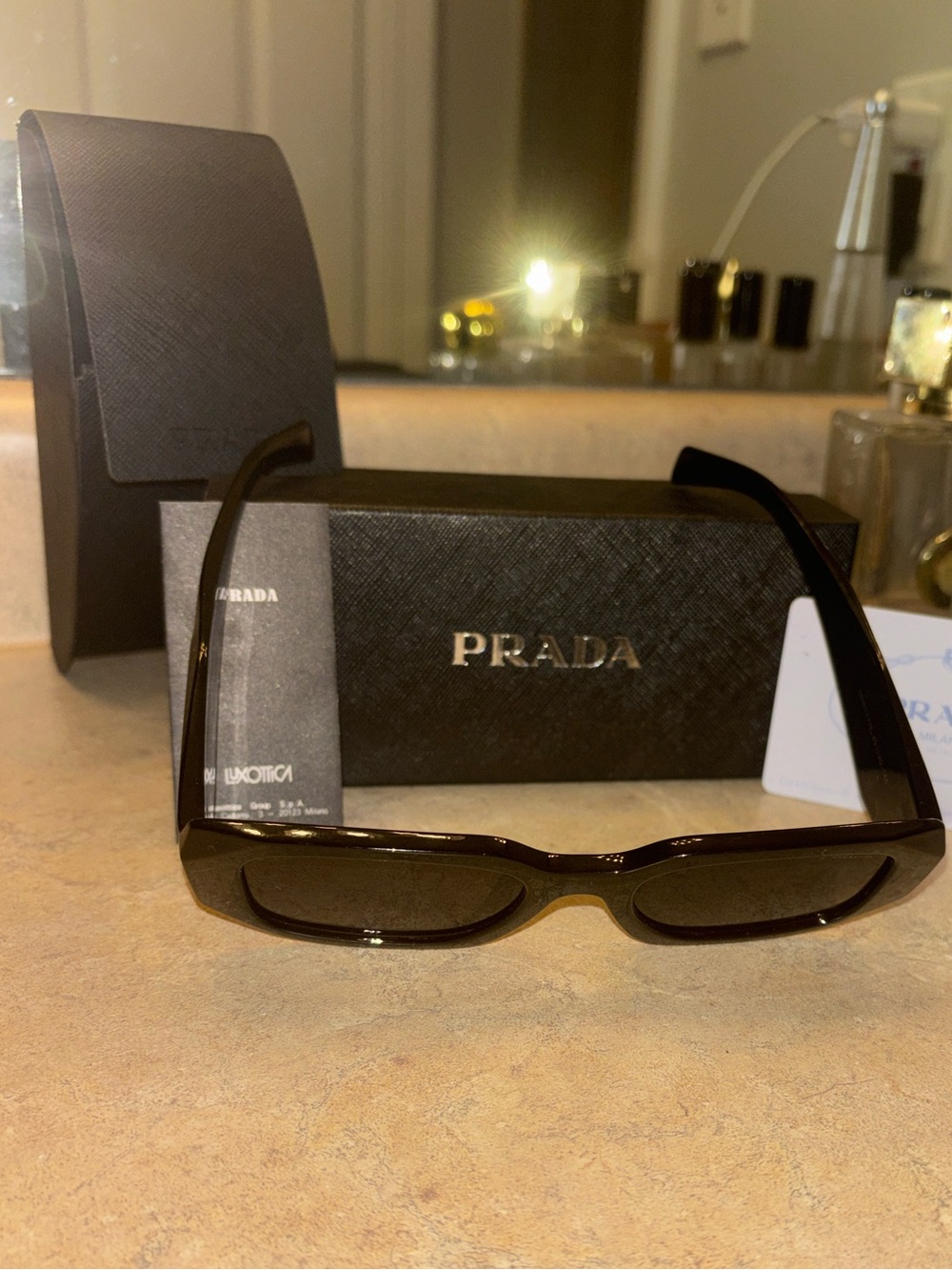 Prada Black Rectangle Sunglasses - Picture 15 of 16